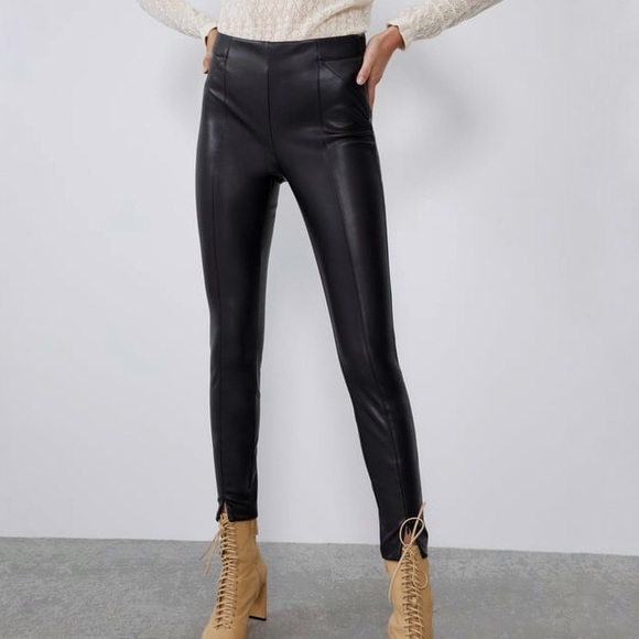zara trafaluc leather pants